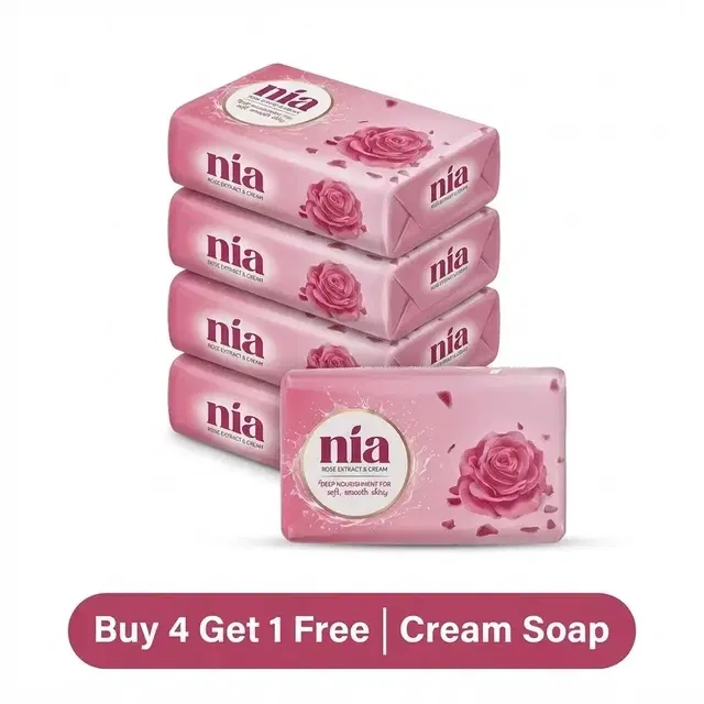 Nia Rose Extract & Cream Soap 5X100 g (Buy 4 Get 1 Free)