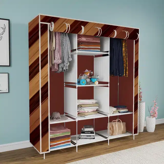 Carbon Steel 3 Door 8 Shelf Printed, Gold