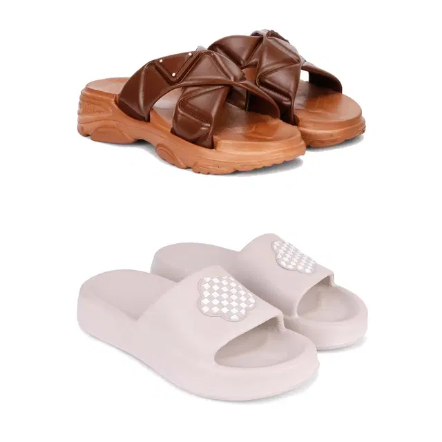 Combo of Sliders for Women, Set of 2 (Multicolor, 5)