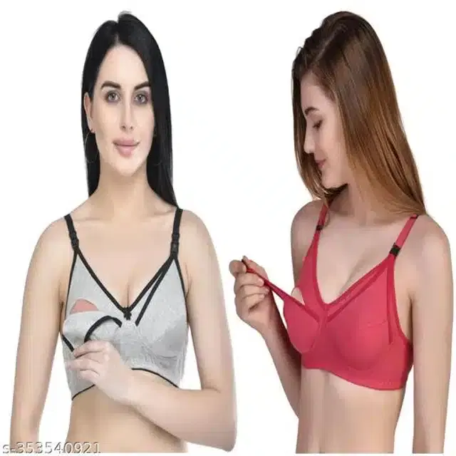 Polycotton Feeding Bra for Women, Pack of 2 (Assorted, 32C)