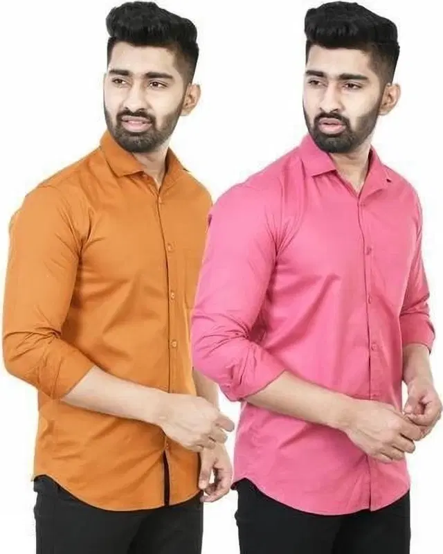 Cotton Blend Solid Shirts for Men, Multicolor (XL)