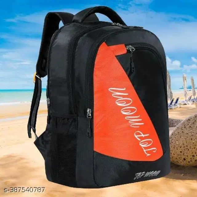 Polyester Backpack for Kids, Orange & Black, 35 L