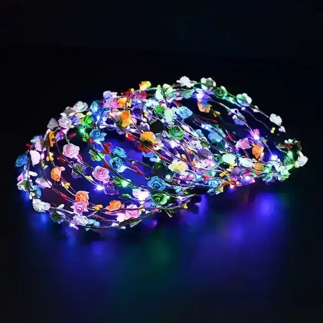 K Kudos Flower Tiara With Led Light For Girls Floral Crown/Birthdays Parties Celebrations Tiara Crown Headband With Led