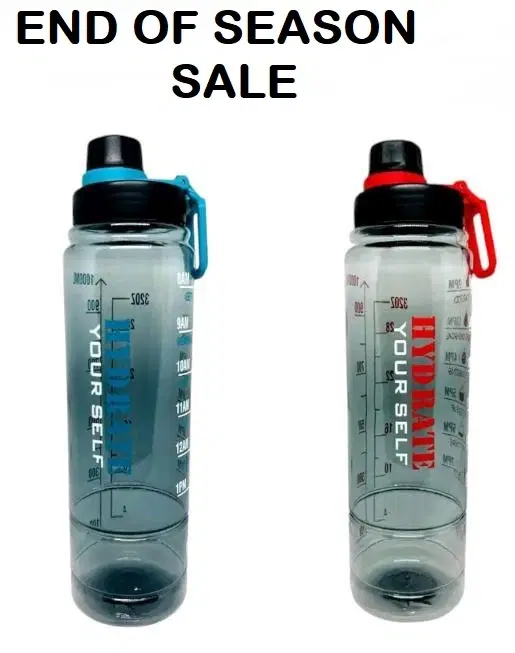 Fitness Sports Leak-proof BPA-free Water Bottles with Time Maker, Multicolor, 1000 ml, Pack of 2