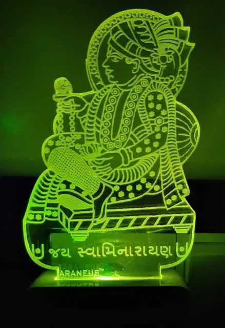 Unicept Swaninarayan 3D Illusion Designe Extremely 7 Color Changing Night Lamp, Multicolor, NE-38
