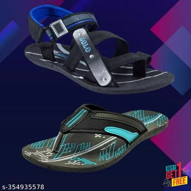 Sandal with Flipflop for Men, Pack of 2 (Multicolor, 6)