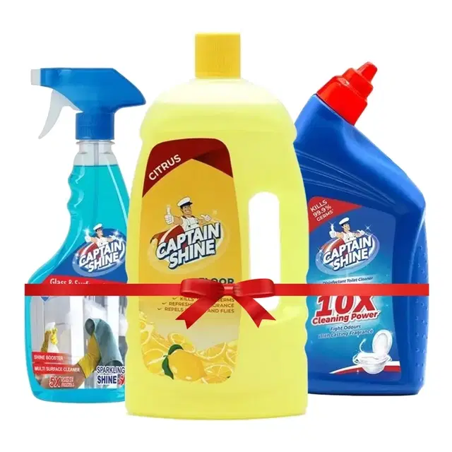 Captain Shine Disinfectant Floor Cleaner 1 L (Citrus) + Captain Shine Disinfectant Toilet Cleaner 500 ml + Captain Shine Disinfectant Glass Cleaner 500 ml