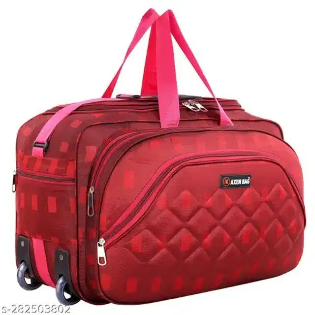 Polyester Trolley Duffel Bag for Men & Women, Red