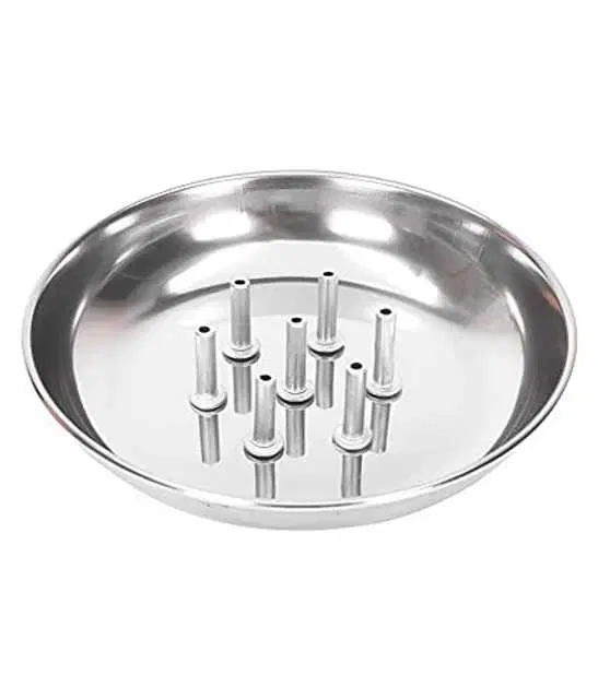 Craftale Stainless Steel Agarbatti Stand With Ash Catcher Incense Holder Dhoop Stick Holder, 7 Stick, Silver, AE-034