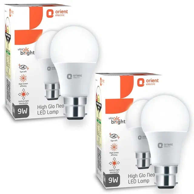 Orient 9W B22 LED Bulb, White [Pack Of 2]