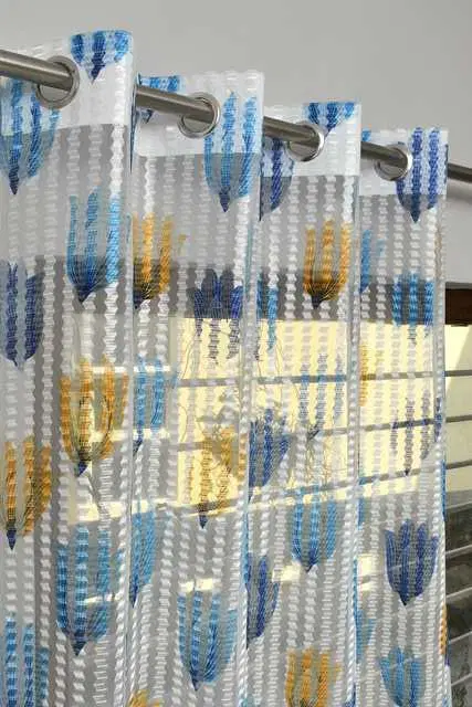 Homefab Polyester Curtains, White & Blue, 9 Feet, HF-163