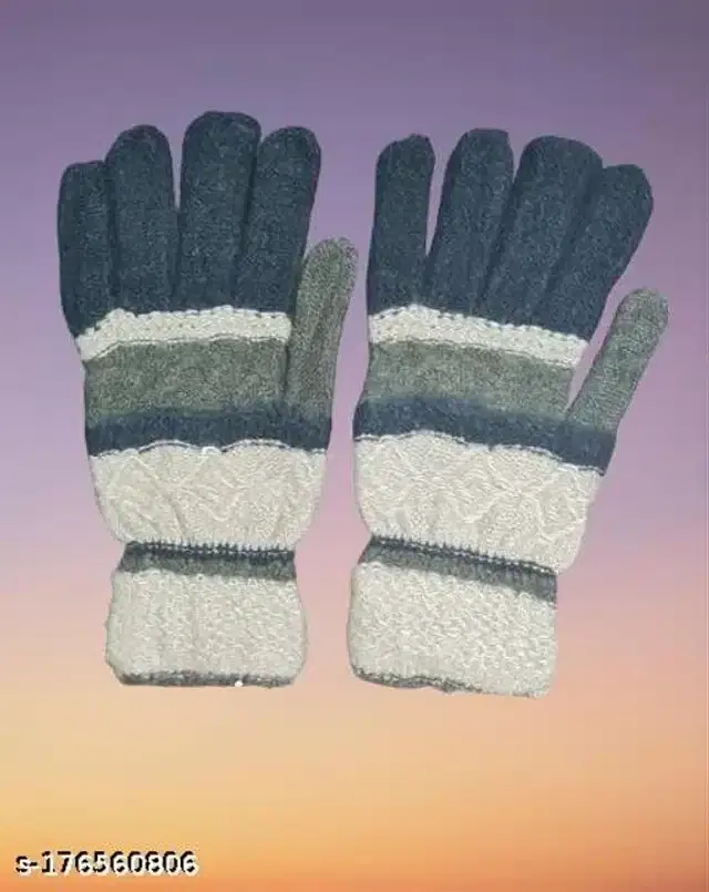 Woolen Gloves for Women, Set of 1 (Multicolor)