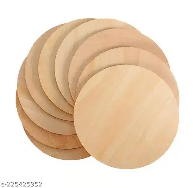 Wooden Round Shape Coaster, Beige, Pack of 25