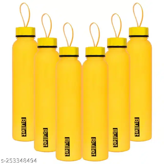 Plastic Water Bottles Set, Pack of 6, Yellow, 1000 ml