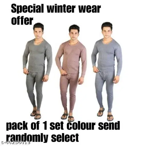 Woolen Thermal Set for Men, Set of 1 (Multicolor, S)