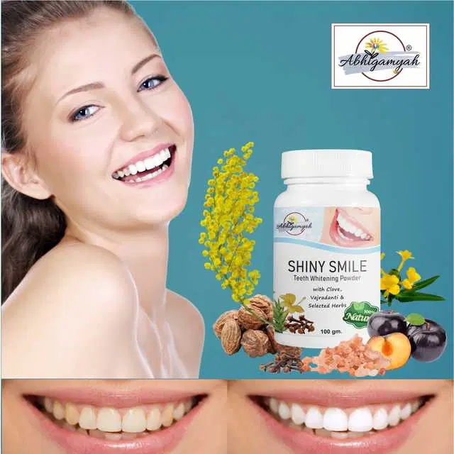 Abhigamayh 100 % Organic Teeth Whitening White Tooth Powder For Tobacco Stain Yellow Teeth Removal, 100 g, Ab-01086
