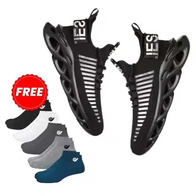 Sports Shoes with 5 Pair Socks for Men, Black (9)