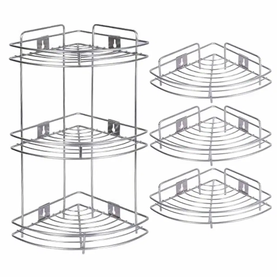 Oc9 Stainless Steel Corner Shelf 9X9X20 Inch &, Pack Of 3 9X9 Inch