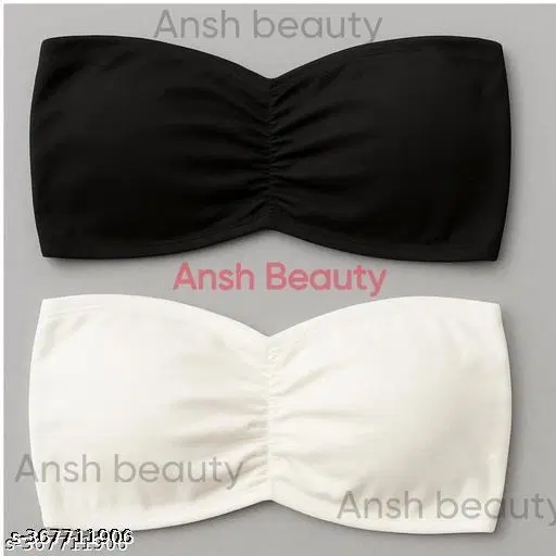 Lycra Bra for Women & Girls, Black & White, Pack of 2 (28B)