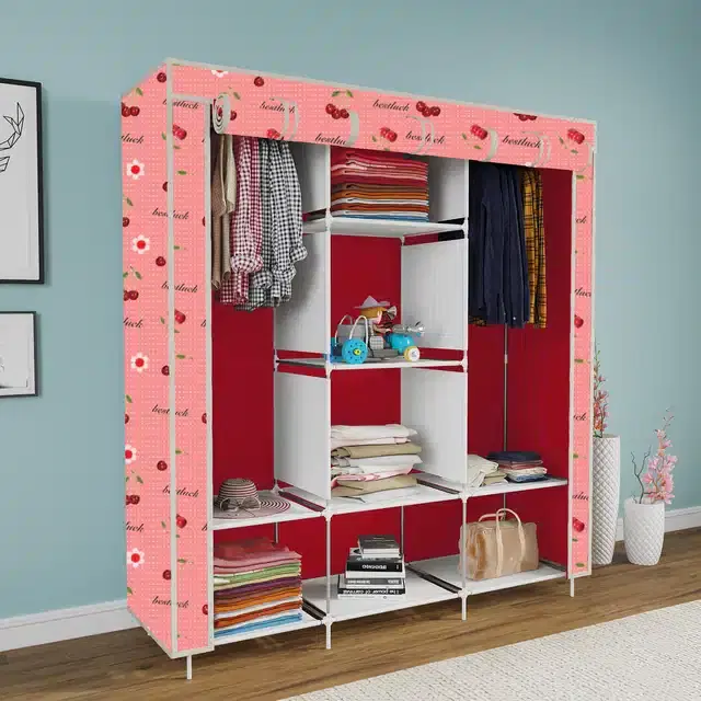 Carbon Steel 3 Door 8 Shelf Printed, Red