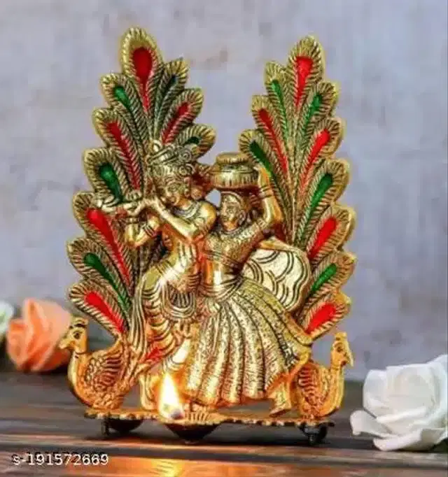 Brass Radha Krishana Idol, Gold