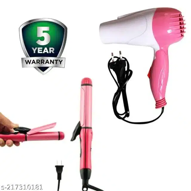 2 in 1 Hair Straightener with Dryer, Multicolor, Set of 2