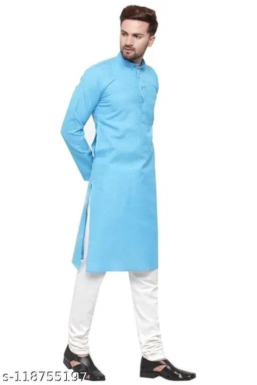 Mandarin Neck Kurta for Men (Blue, 4XL)