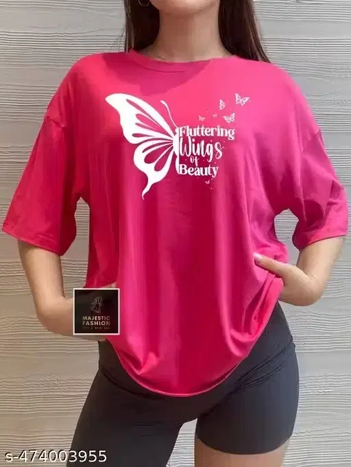 Round Neck T-shirt For Women (Pink, XXL)