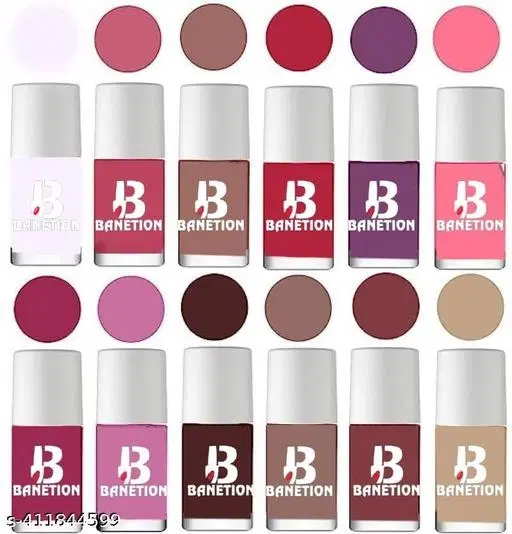 Banetion Matte Nail Polish, Multicolor, Pack of 12