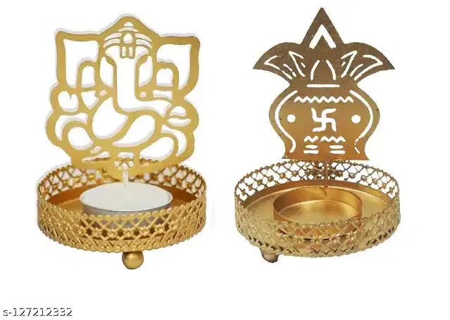 Tealight Candle Holder, Pack of 2, Gold