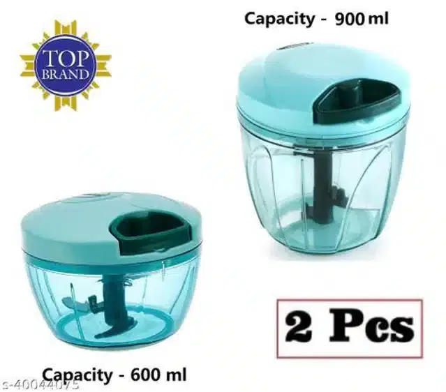 Plastic Manual Chopper, Aqua Green, Pack of 2