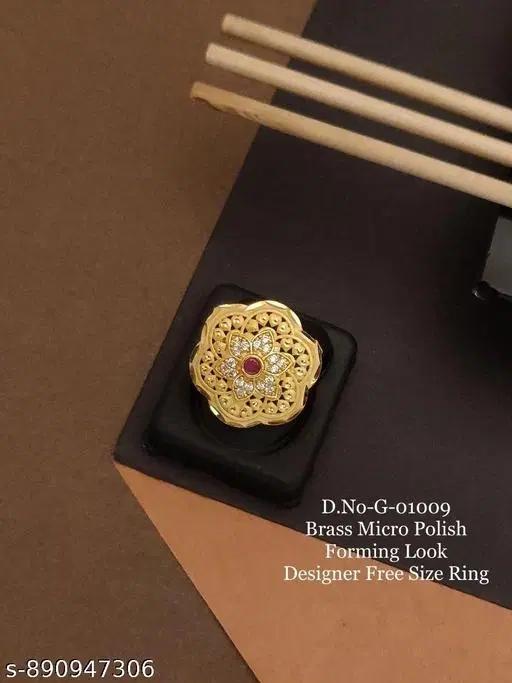 Stylish Ring for Women (Gold, Free Size)