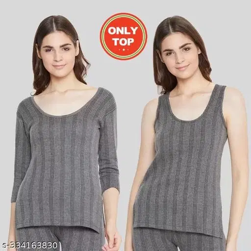 Woolen Thermal Top for Women, Pack of 2 (Dark Grey, XS)
