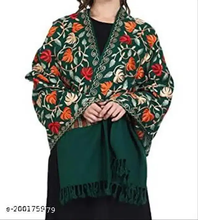 Woolen Shawl for Women (Green, 2 m)