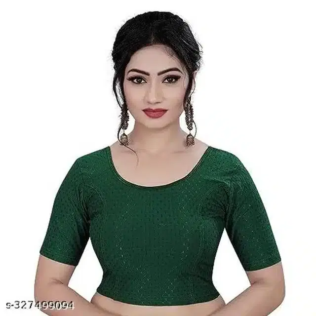 Half Sleeves Blouse for Women (Bottle Green, 26)