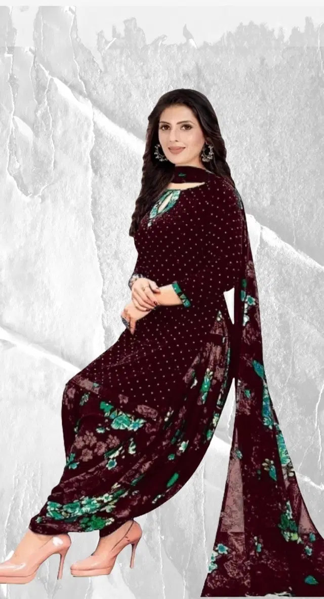 Unstitched Dress Material for Women & Girls (Brown)