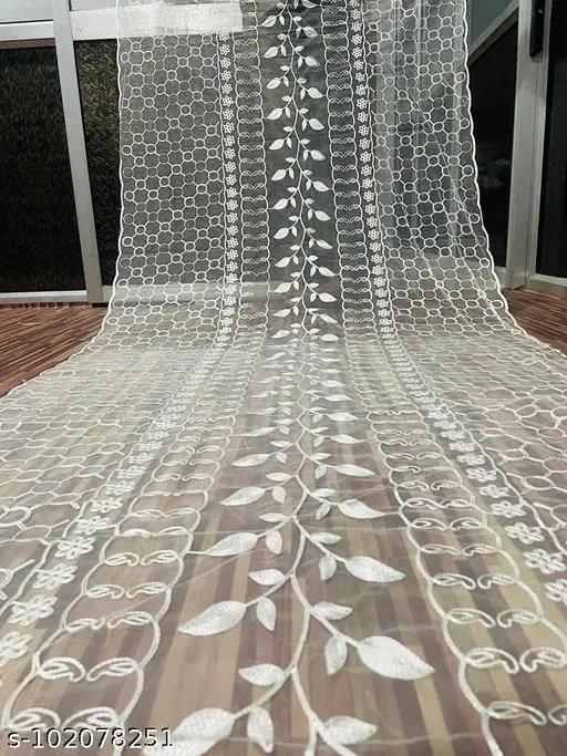 Net Dupatta for Women (White, Free Size)