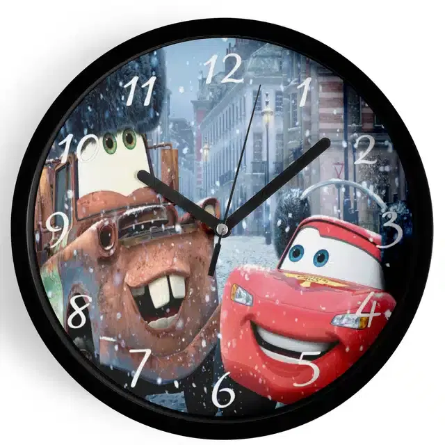 Analog Cars Wall Clock for Home, Black, 7 Inches