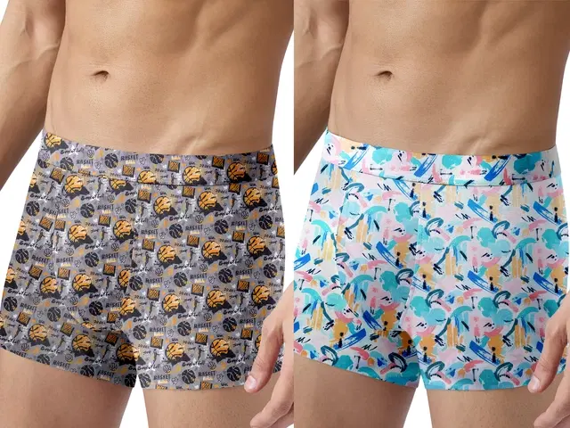 Micro Modal Printed Trunk for Men, Pack of 2 (Multicolor, S)