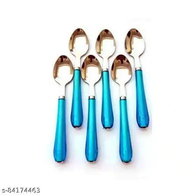 Stainless Steel Spoon Set, Blue, Pack of 6