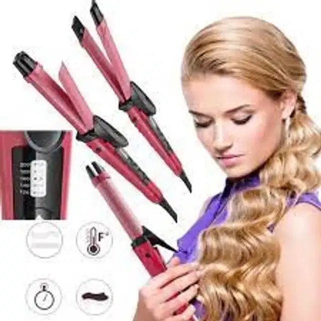 2 in 1 Hair Straightner & Curler, Multicolor, 1000 W