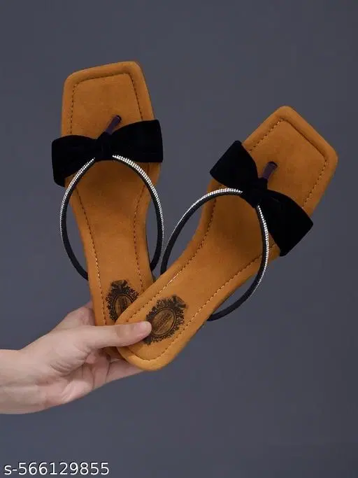 Solid Suede Flats for Women (Black, 8.0)