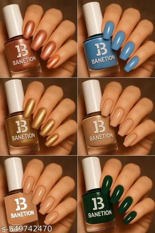 Banetion Matte Nail Polish, Multicolor, Pack of 6