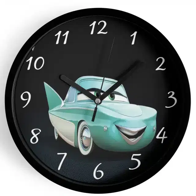 Analog Cars Wall Clock for Home, Black, 7 Inches