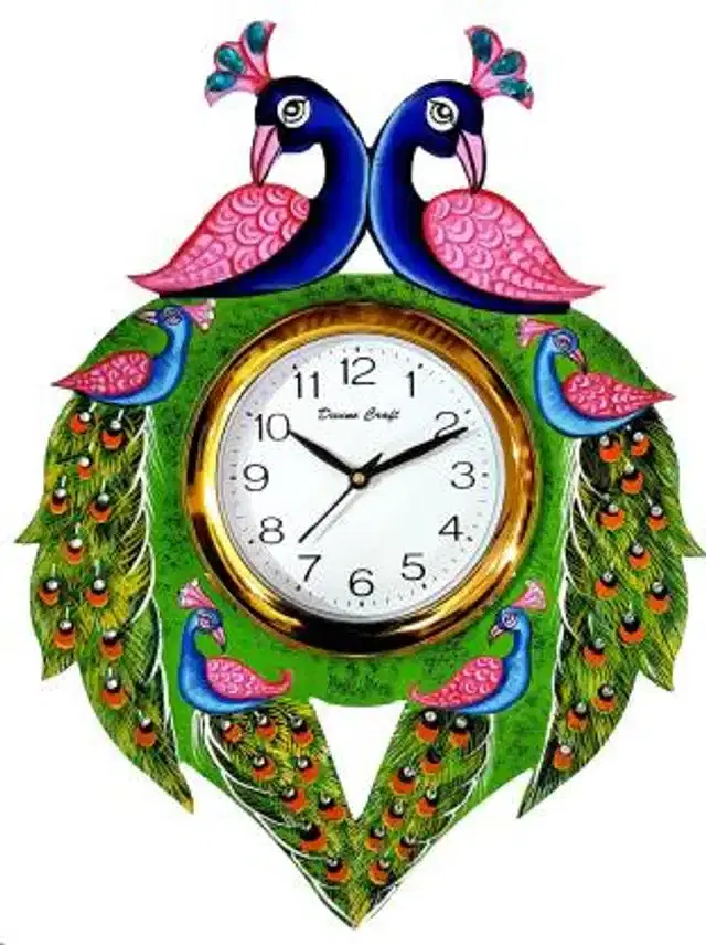Designer Wooden Wall Clock, Multicolor