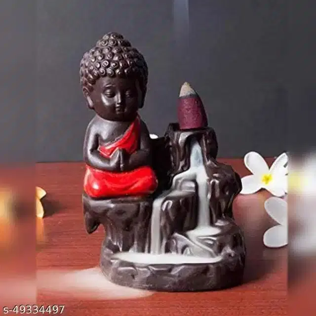 Resin Gautam Buddha Idol, Black & Red