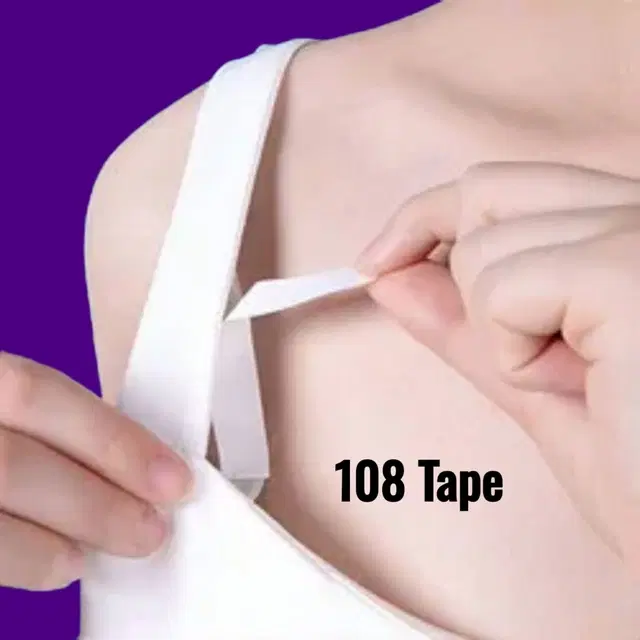 Acrylic Film Clothing 108 Double Sided Tape Strips, Transparent, Set of 1