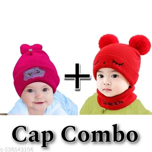 Printed Cap for Kids, Pack of 2 (Multicolor)