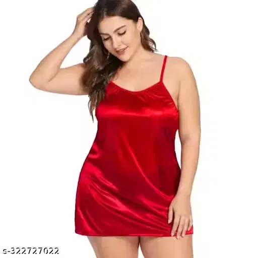 Stylish Satin Babydolls for Women, Red (L)