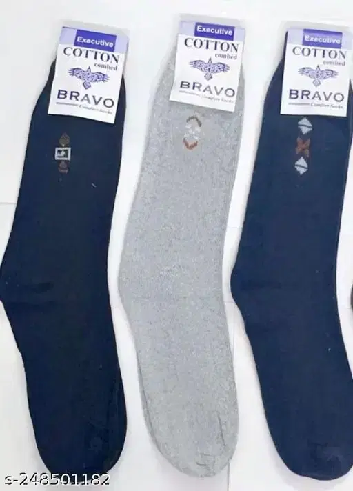 Polyblend Socks for Men, Pack of 3 (Multicolour, Free Size)